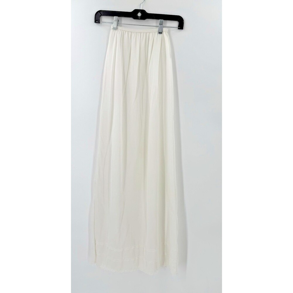 Vintage Nancy King White HALF Slip With Small Lace Slit SMALL Non-Cling Nylon